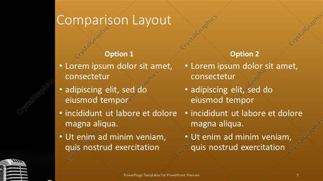 Comparison presentation slide layout