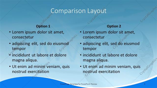 Comparison presentation slide layout