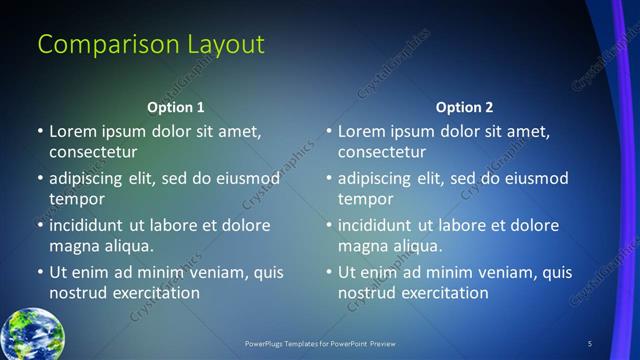 Comparison presentation slide layout