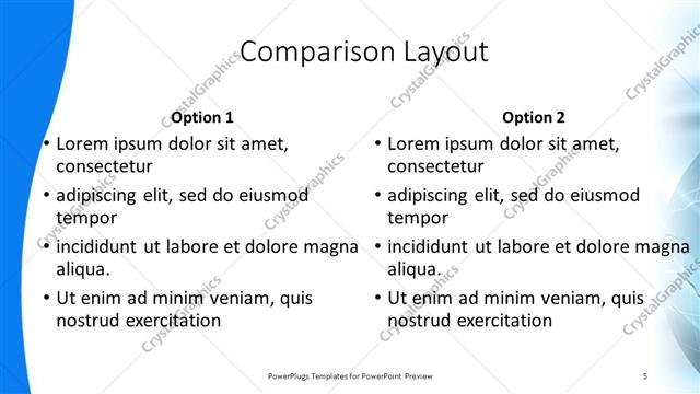 Comparison presentation slide layout