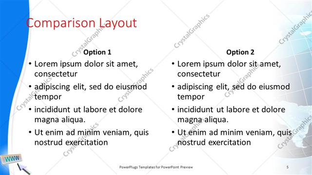 Comparison presentation slide layout