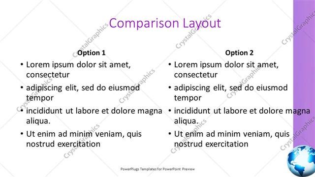 Comparison presentation slide layout