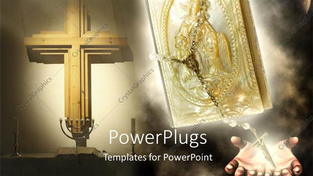  Presentation with religion - A bible with a cross in the background