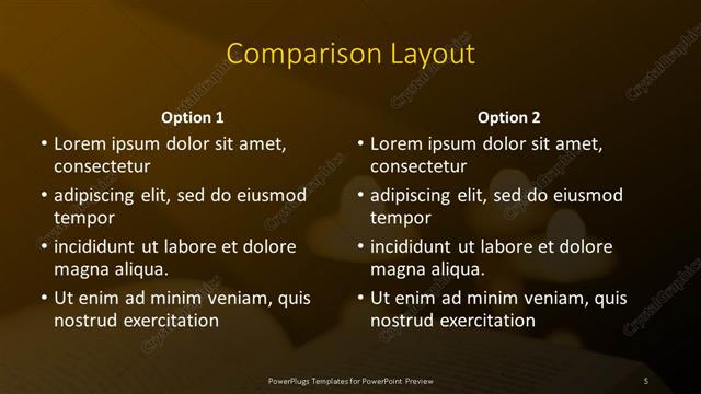 Comparison presentation slide layout