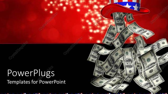  Presentation with magic - A big American colored hat pouring out dollar bills