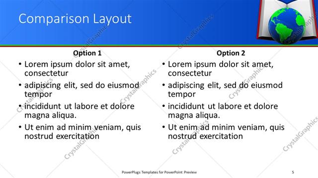 Comparison presentation slide layout