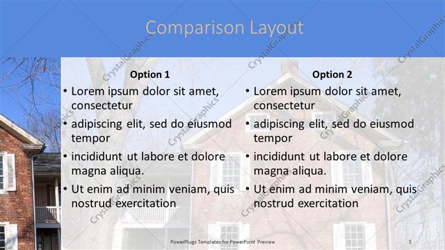 Comparison presentation slide layout