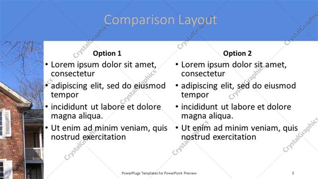 Comparison presentation slide layout
