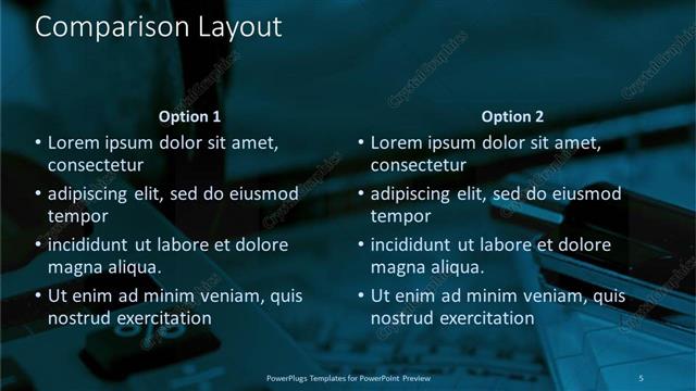 Comparison presentation slide layout