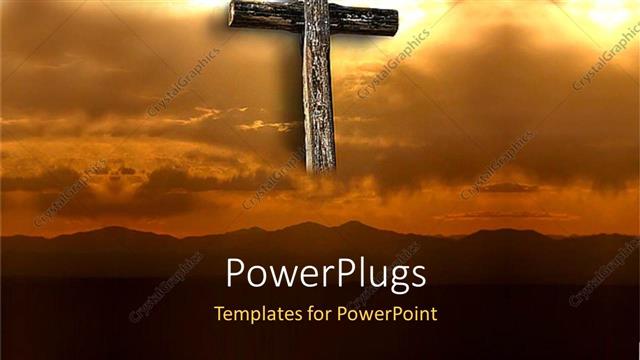  Presentation with sky holy - Big cross in orange sunset sky clouds holy bible