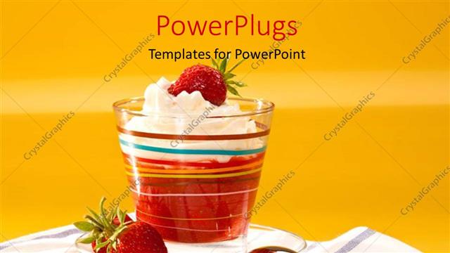  Presentation with ice cream strawberry - A big cup of strawberry ice cream with a spoon