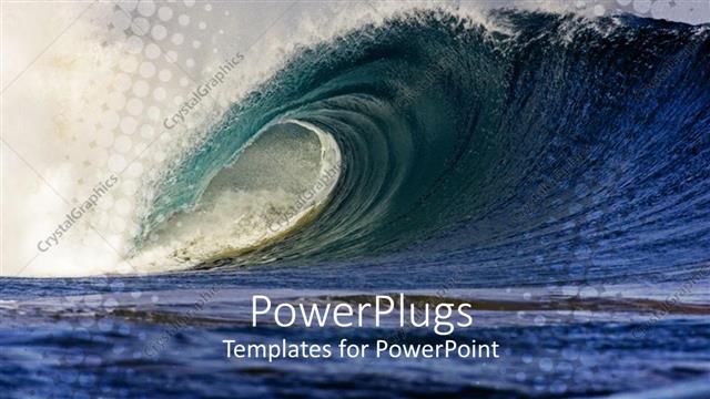  Presentation with deep blue - Big deep blue sea waveon a dark cloudy day