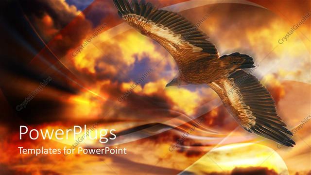  Presentation with cloud - Big eagle flying under a dark and orange cloud