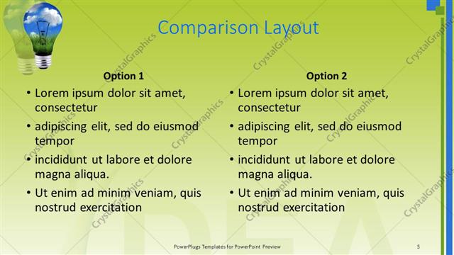 Comparison presentation slide layout