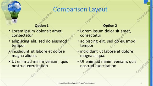 Comparison presentation slide layout