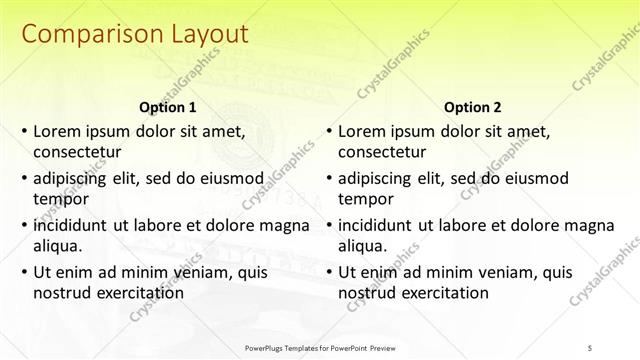 Comparison presentation slide layout