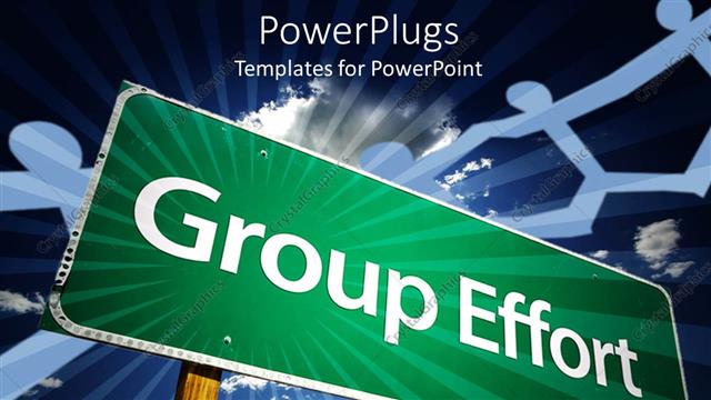  Presentation with effort - Big green sign post with white Group Effort text