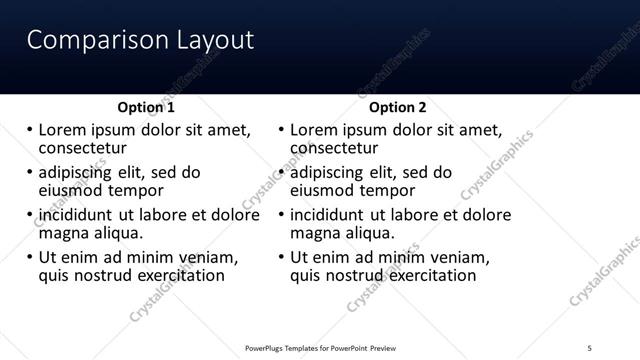Comparison presentation slide layout