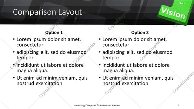 Comparison presentation slide layout