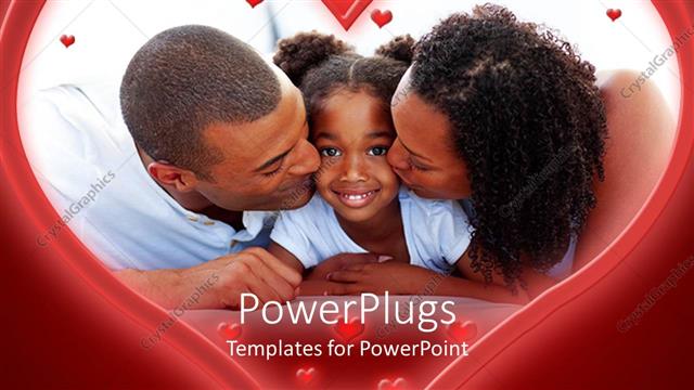  Presentation with tile - A big heart shaped tile showing a happy family of three