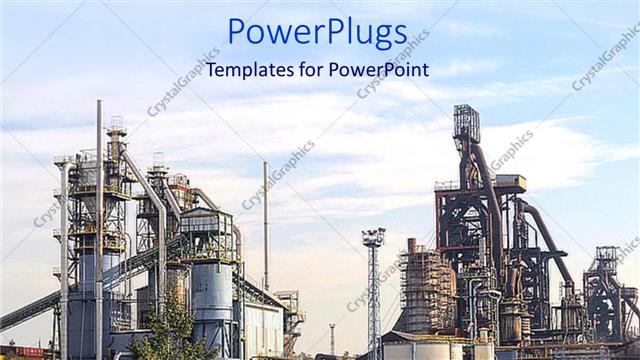  Presentation with industry - Big industrial plant with vegetation and cloudy sky