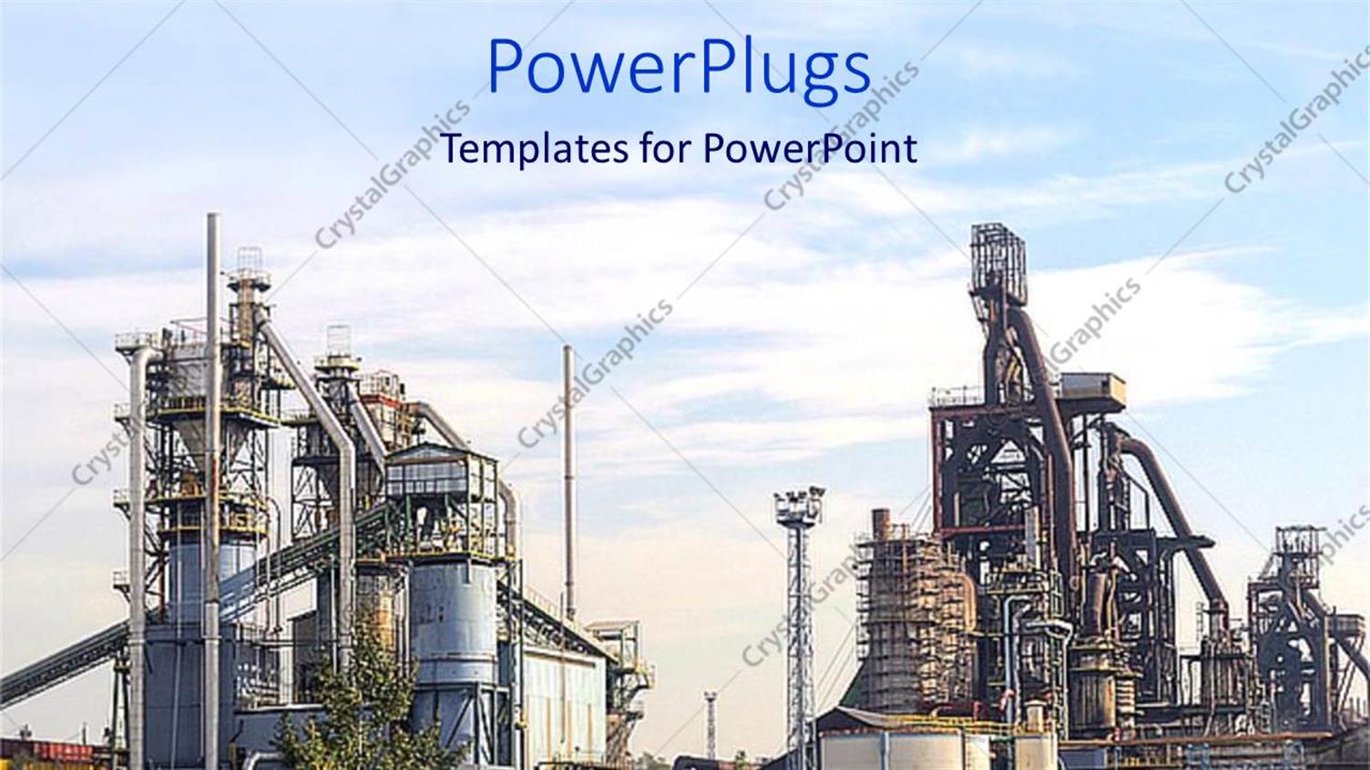 Featuring big Industrial Plant with Vegetation and Cloudy Sky