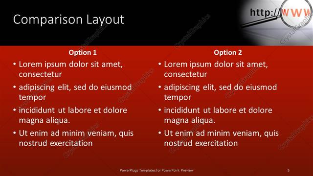 Comparison presentation slide layout