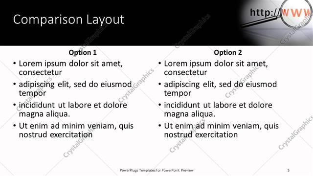 Comparison presentation slide layout