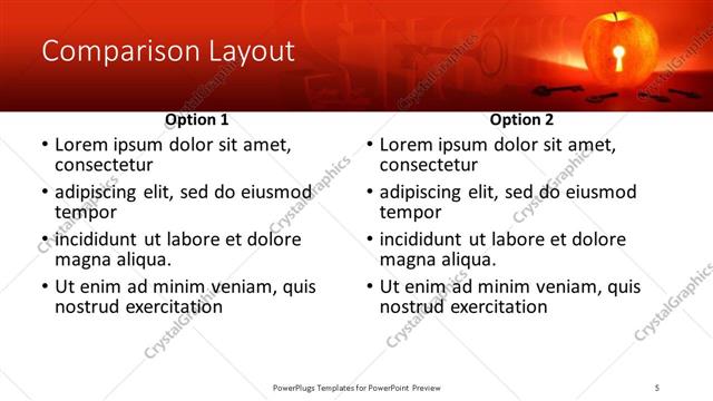 Comparison presentation slide layout