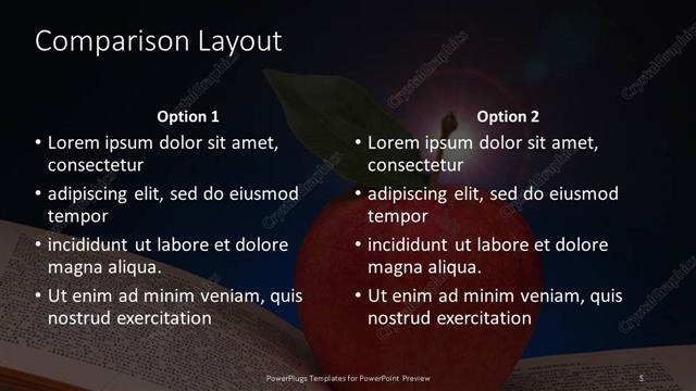 Comparison presentation slide layout