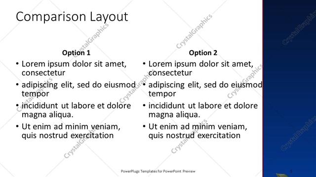 Comparison presentation slide layout