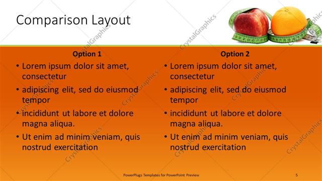 Comparison presentation slide layout