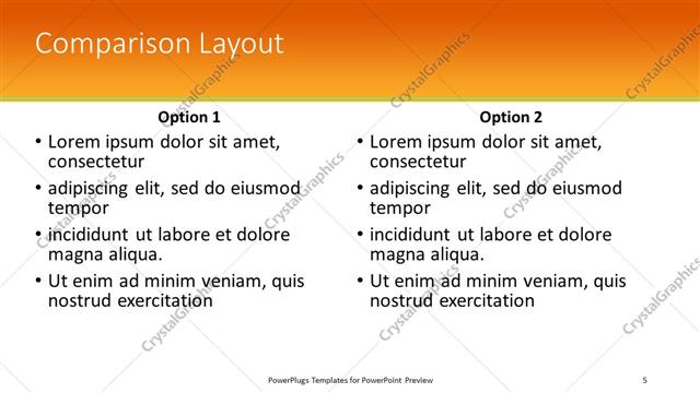 Comparison presentation slide layout