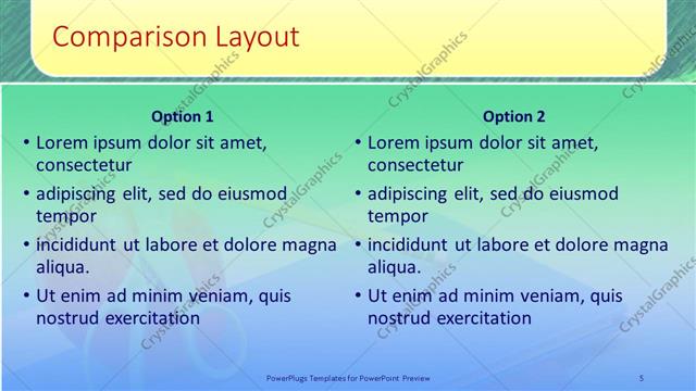 Comparison presentation slide layout