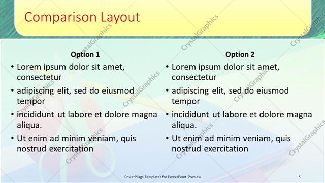 Comparison presentation slide layout