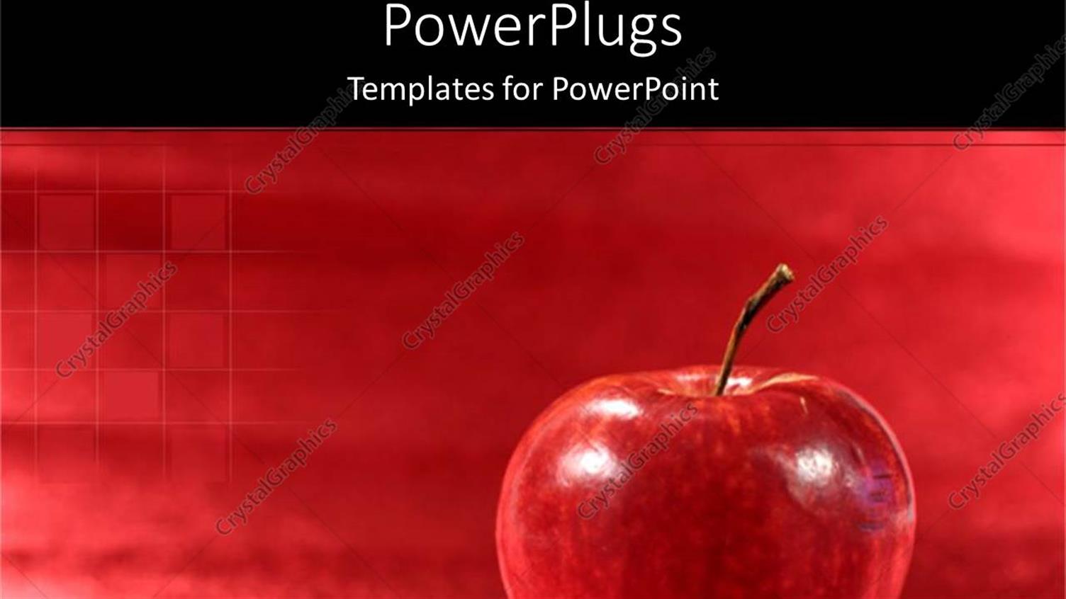 Featuring a big Red Apple on a Red Plain Background