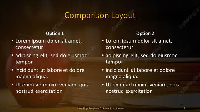 Comparison presentation slide layout