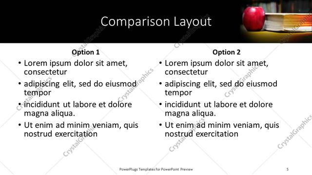 Comparison presentation slide layout