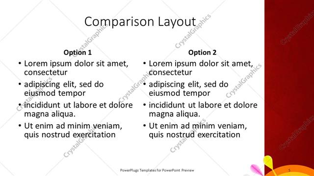 Comparison presentation slide layout