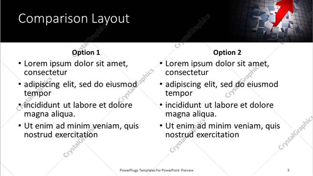 Comparison presentation slide layout
