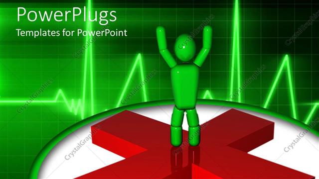  Presentation with red cross medical - A big red cross with a human character on it