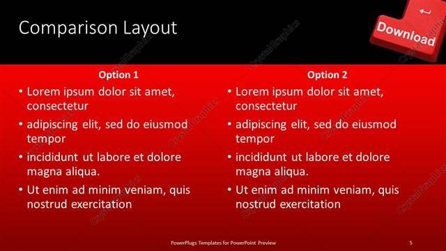 Comparison presentation slide layout