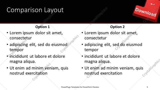 Comparison presentation slide layout