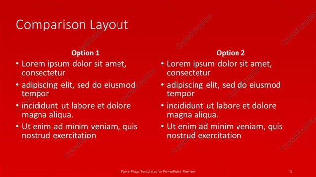 Comparison presentation slide layout