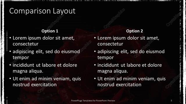 Comparison presentation slide layout