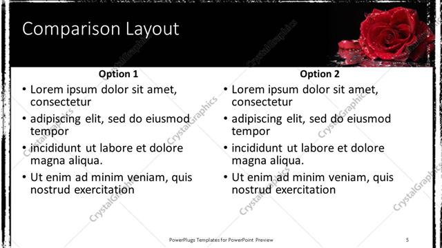 Comparison presentation slide layout