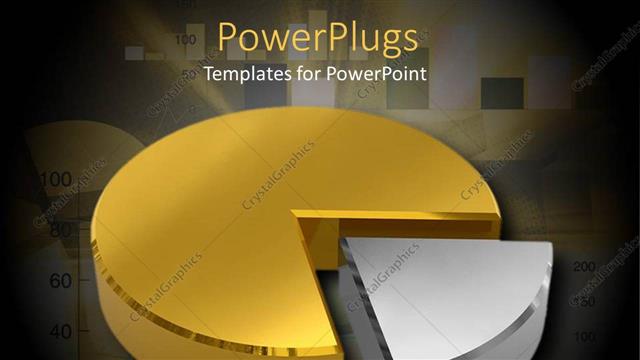  Presentation with gold silver - A big shiny gold and silver colored pie chart
