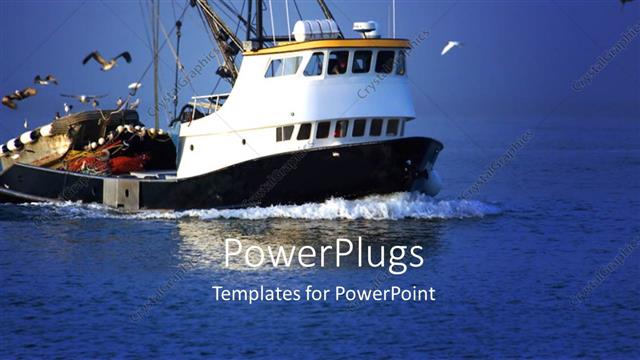  Presentation with ship - A big ship with sea in the background