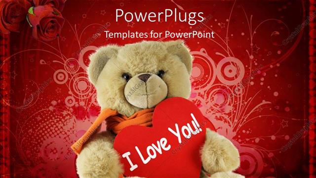  Presentation with teddy bear - Big soft fluffy teddy bear holding a love message