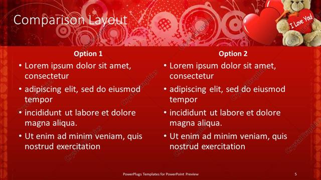 Comparison presentation slide layout